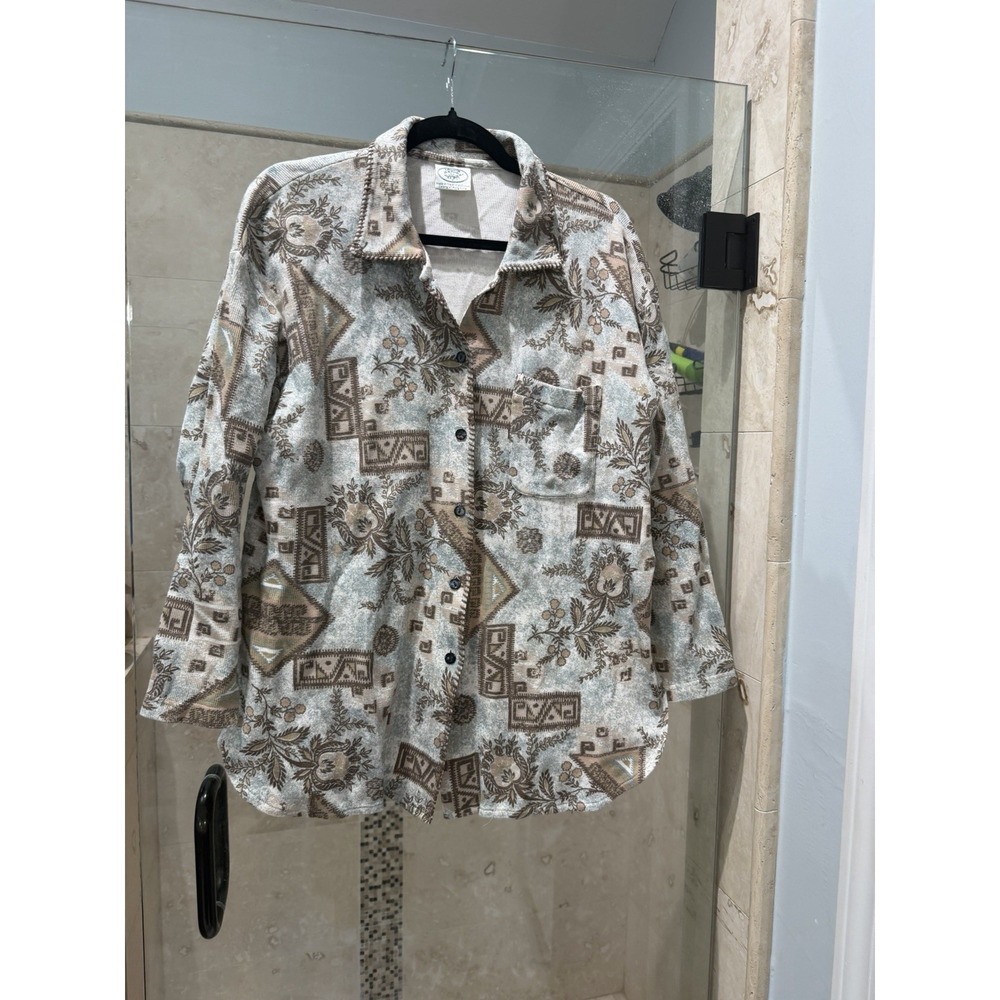 Vintage 90's Laura Ashley Aztec Geo Floral Shirt Button Up Cottagecore L
